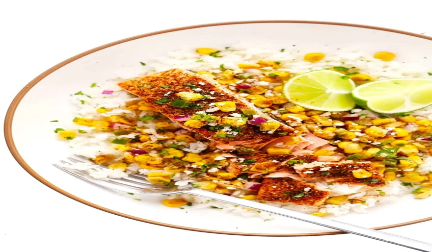 Saumon au chili et à la lime avec Esquites
